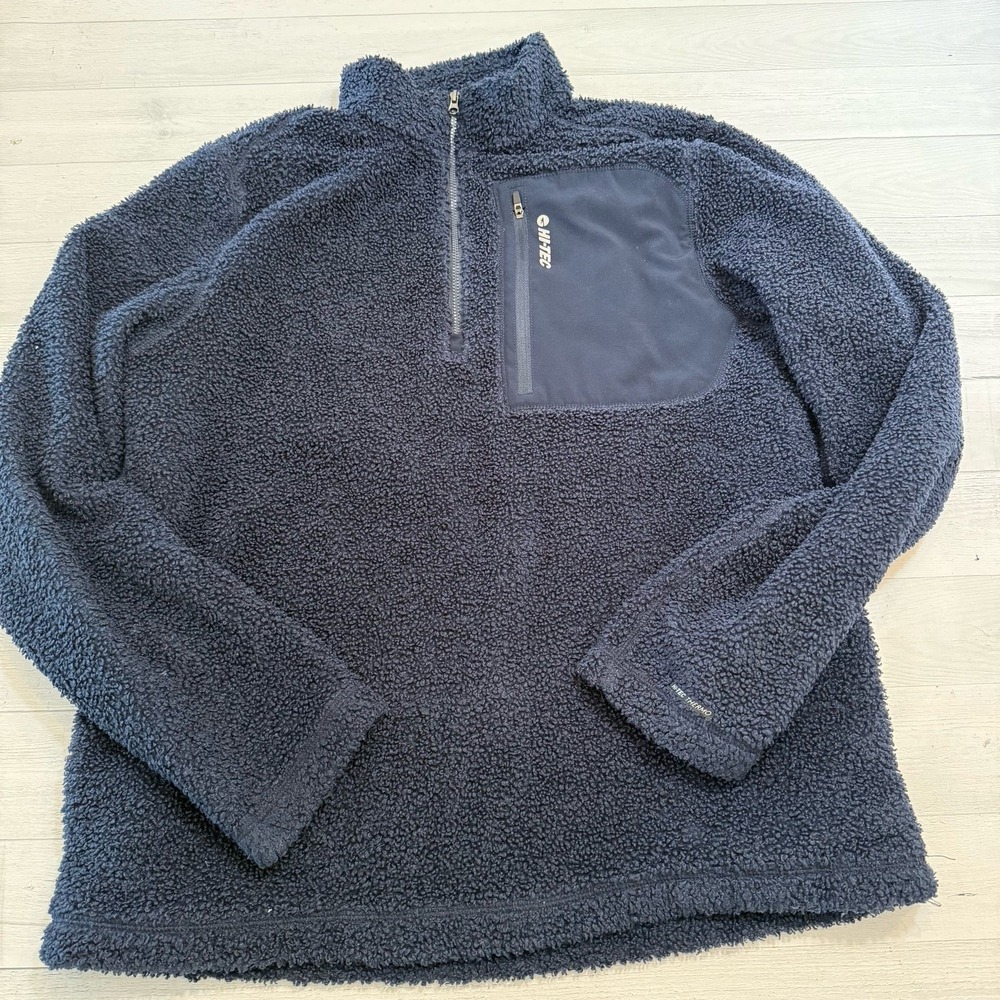 Hitec mens navy blue Sherpa pullover sweatshirt medium